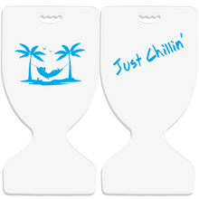 Load image into Gallery viewer, - Just Chillin&#39; - IMPERFECT EDITION (2 Sided, Blue on White)  - Deluxe Pool Saddle