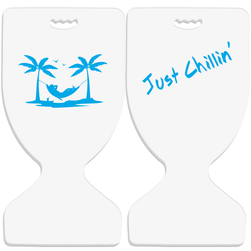 - Just Chillin' - IMPERFECT EDITION (2 Sided, Blue on White)  - Deluxe Pool Saddle