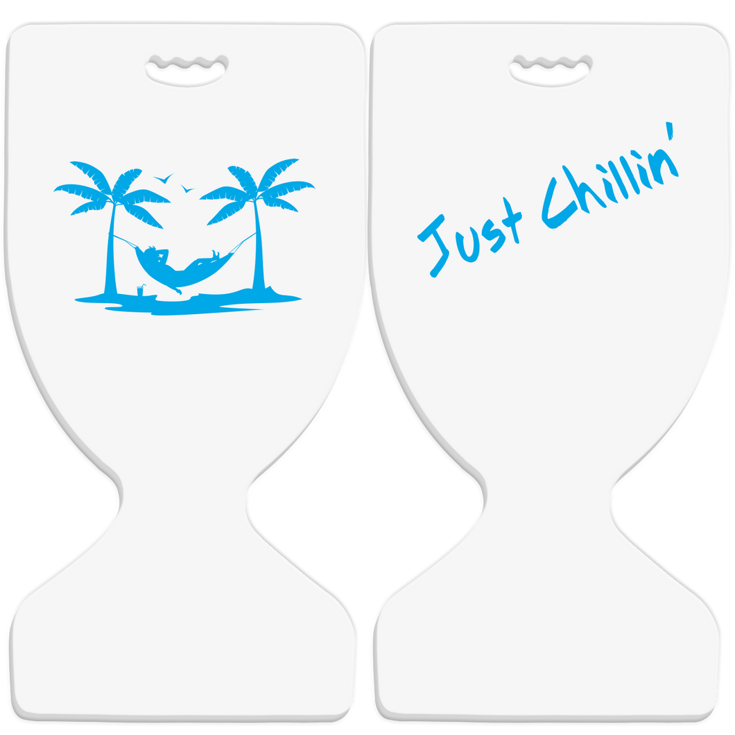 - Just Chillin' - IMPERFECT EDITION (2 Sided, Blue on White)  - Deluxe Pool Saddle